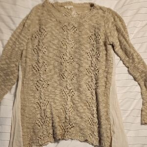 Boho Beige Knit Sweater
